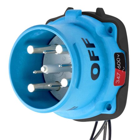 Meltric Pin & Sleeve Receptacle, 100 A, 347/600V AC, Three Phase, 3 Pole, Blue, NEMA 4X 33-68187-C-K14-264